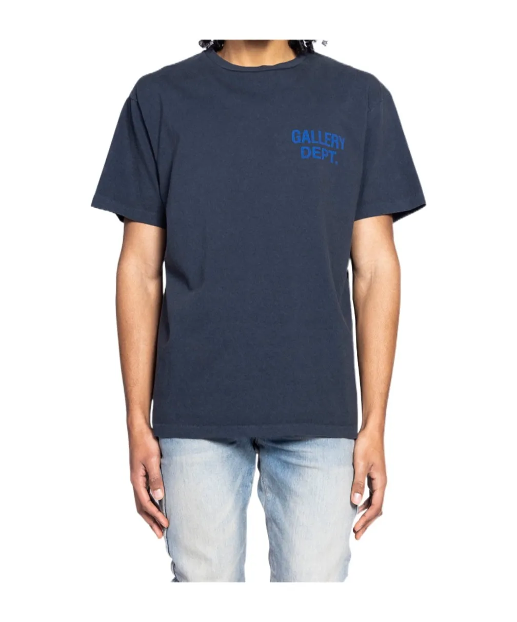 GALLERY DEPT. SOUVENIR TEE/WASHED BLACK Blue English LOGO short-sleeved Hollywood limited English TEE Washed black S-XL Assute garments dyed Re-washed and distressed Cylindrical fabric without side seams Non-open version Original development Complete accessories/matching Details in place